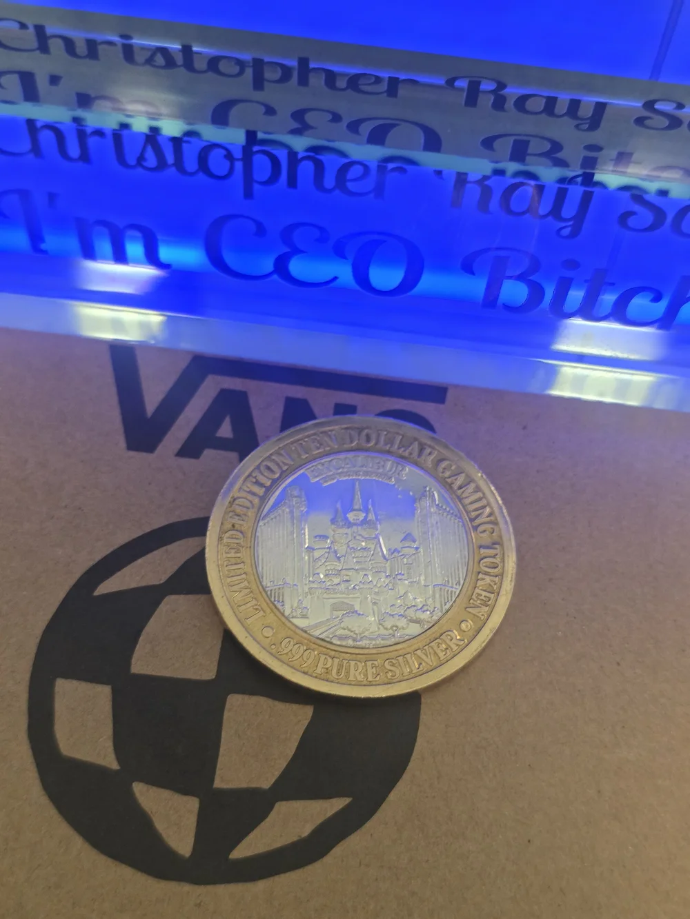 Excalibur Hotel Las Vegas 10 DollarLimited Edition .999 Pure Silver Merlin Token